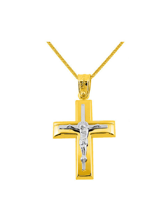 Herren Gold Kreuz 14K mit Kette