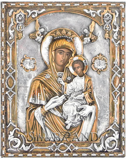 SilverBrand.gr Heiligenikone Maria Himmelskönigin Silber 22x18cm