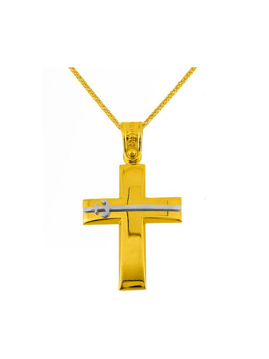 Herren Gold Kreuz 14K mit Kette