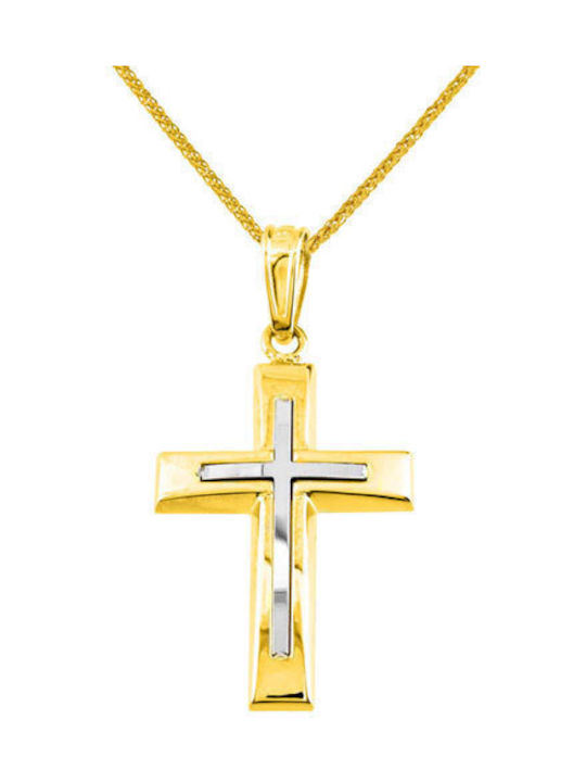 Herren Gold Kreuz 14K mit Kette