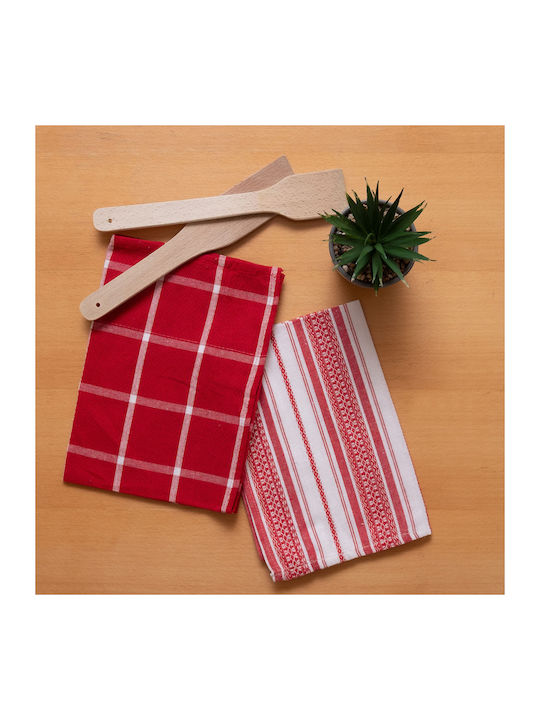 Viopros Tea Towel made of 100% Cotton in Red Color 40x60cm 2pcs