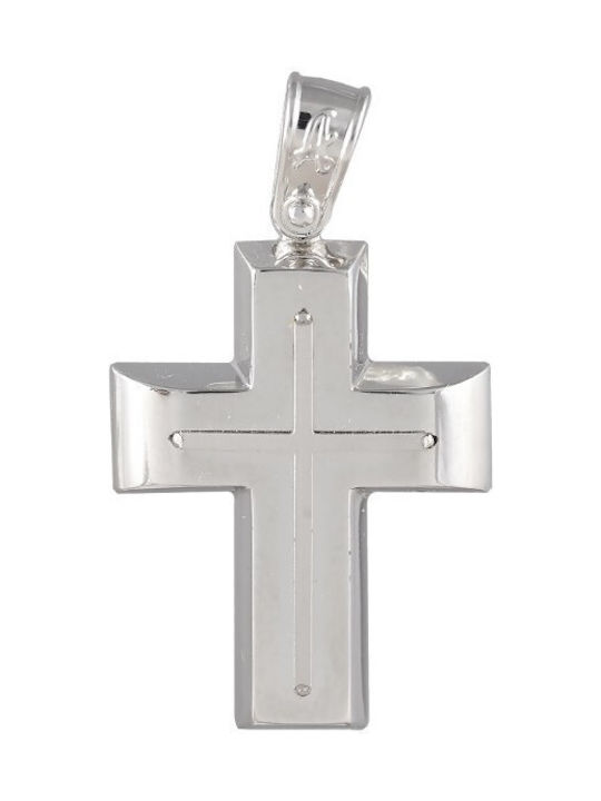 Men's White Gold Cross 14K