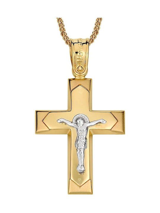 Verorama Men's Gold Cross 14K with the Crucified with Chain