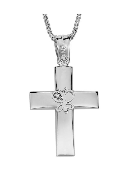 Verorama Women's White Gold Cross 14K with Chain