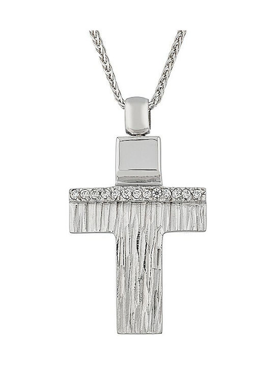 Verorama Women's White Gold Cross 14K with Chain