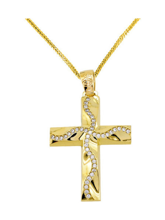 Damen Gold Kreuz 14K mit Kette