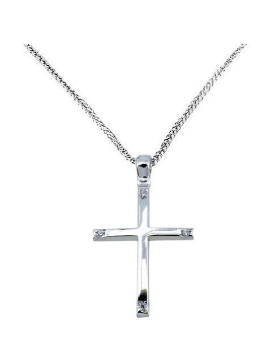 Damen Weißgold Kreuz 14K mit Kette