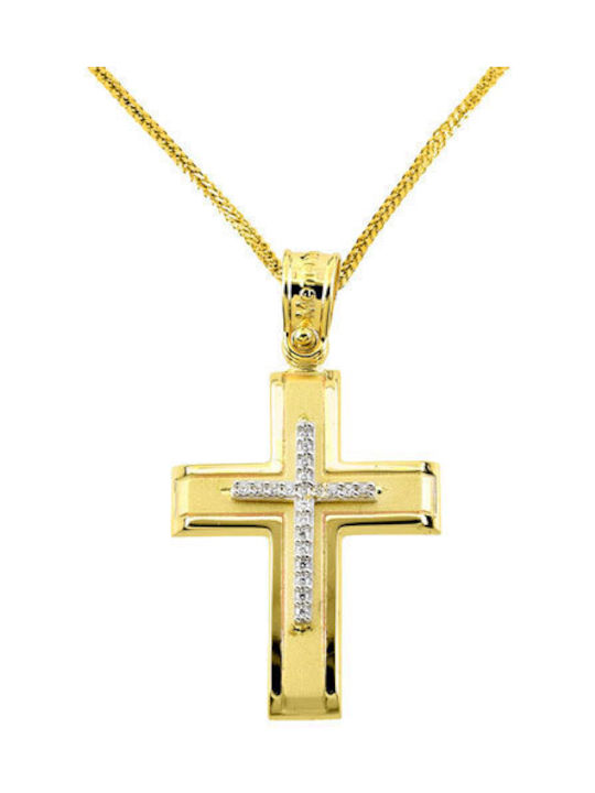 Damen Gold Kreuz 14K mit Kette