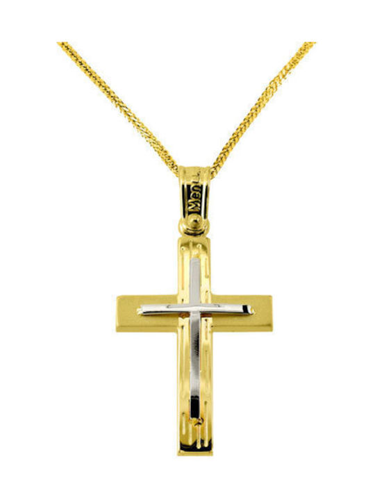 Herren Gold Kreuz 14K mit Kette