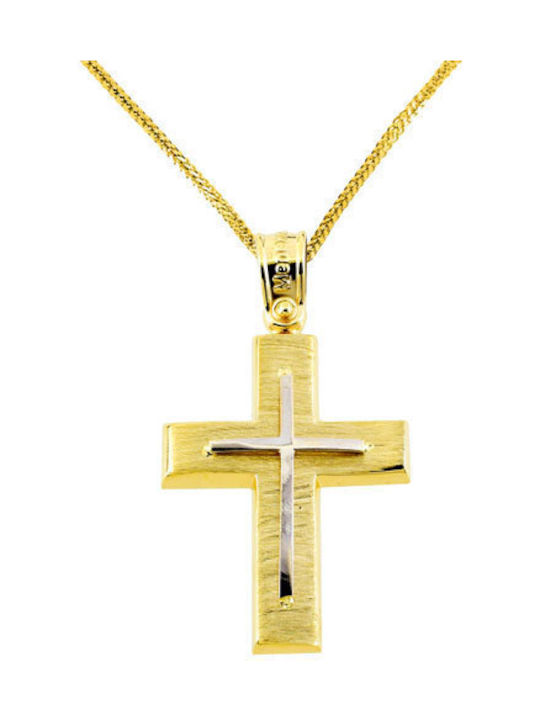 Herren Gold Kreuz 14K mit Kette