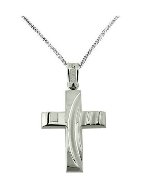 Herren Weißgold Kreuz 14K mit Kette