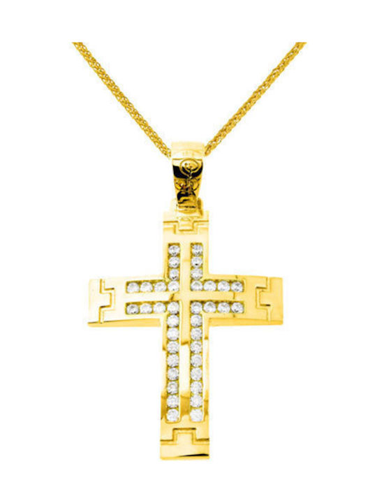 Damen Gold Kreuz 14K mit Kette