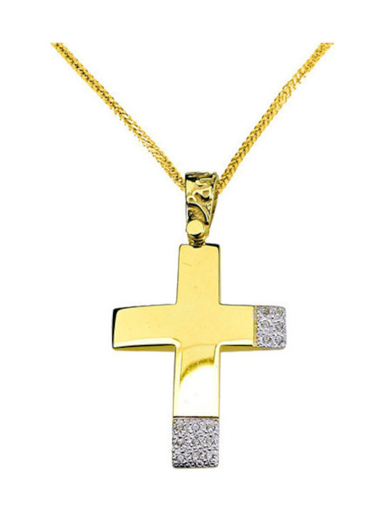 Damen Gold Kreuz 14K mit Kette