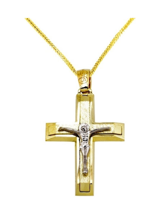 Herren Gold Kreuz 14K mit Kette