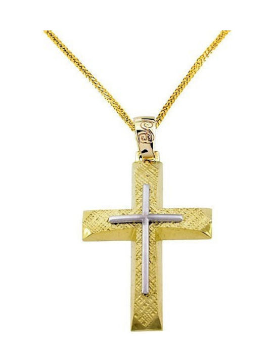 Herren Gold Kreuz 14K mit Kette