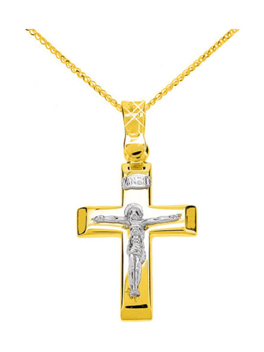 Herren Gold Kreuz 14K mit Kette