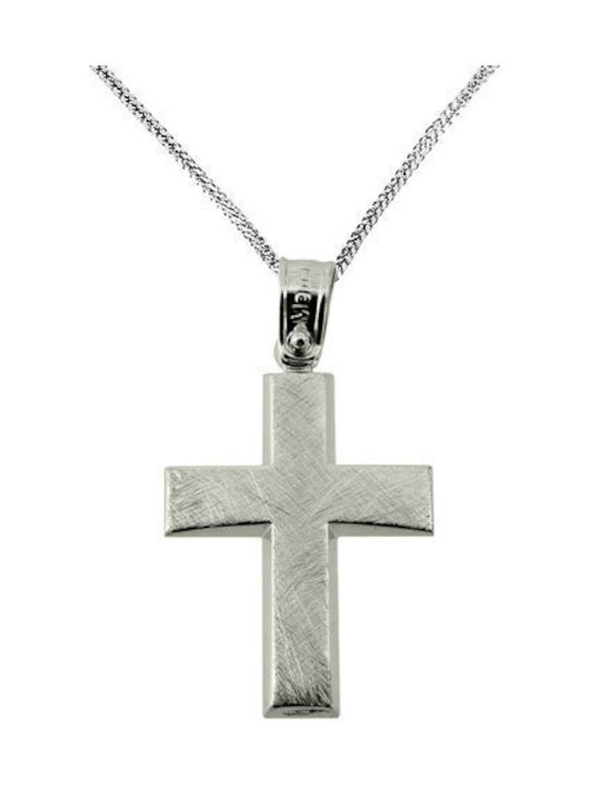 Men's White Gold Cross 14K with Chain