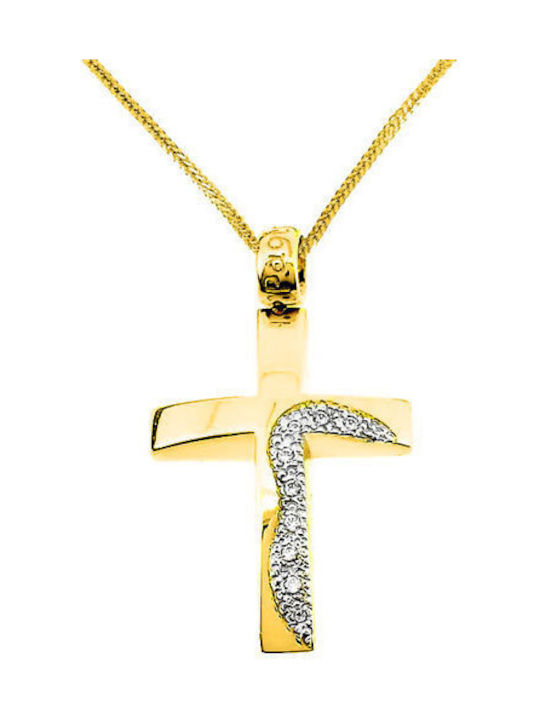 Damen Gold Kreuz 14K mit Kette