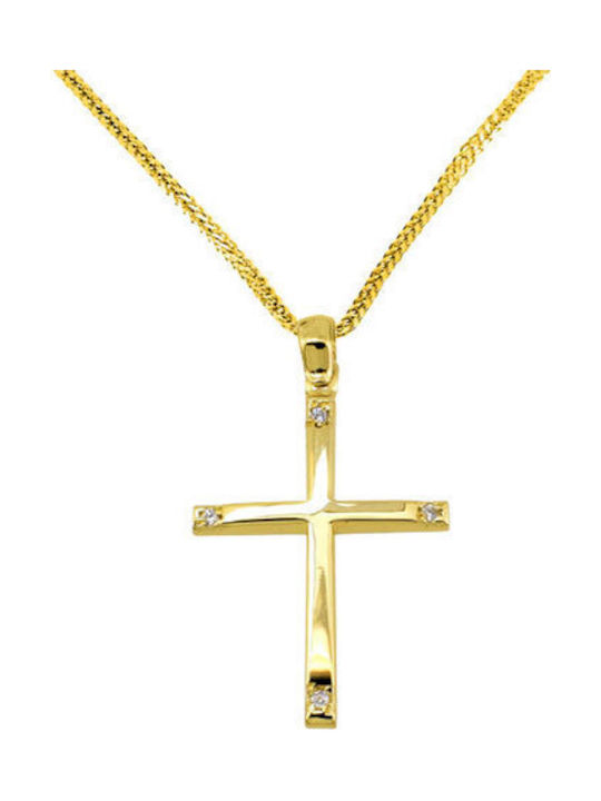 Damen Gold Kreuz 14K mit Kette