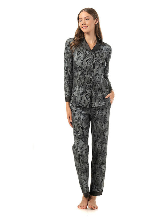 Mara-M Winter Women's Pyjama Set Cotton Gray
