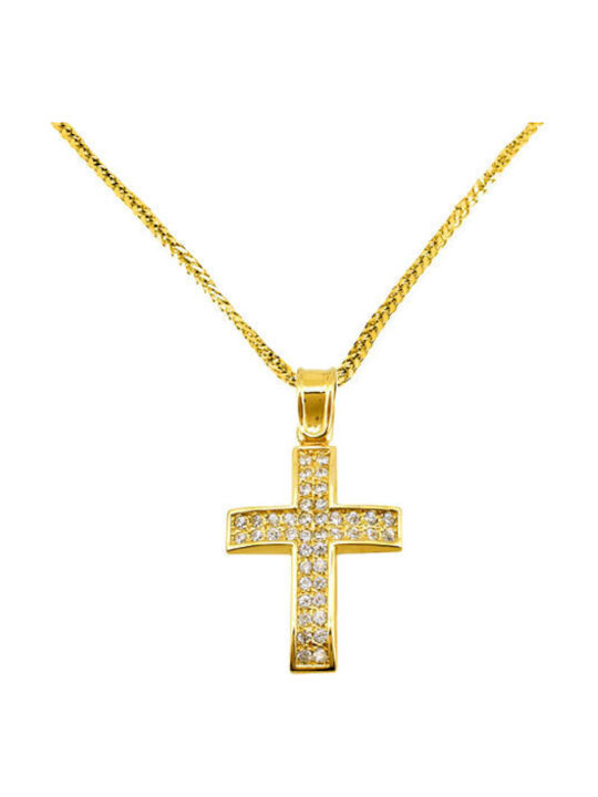 Damen Gold Kreuz 14K mit Kette