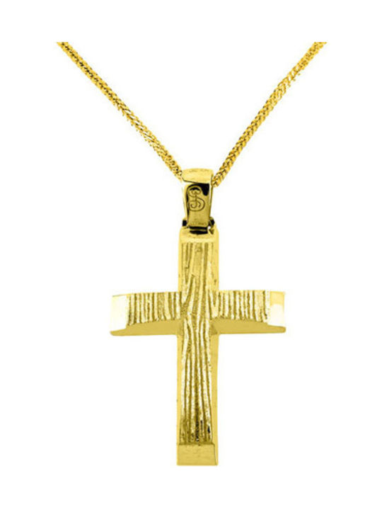 Herren Gold Kreuz 14K mit Kette