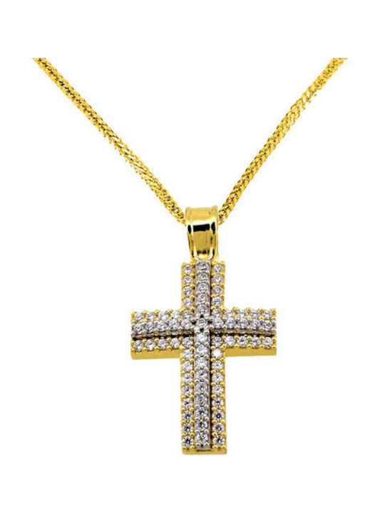 Damen Gold Kreuz 14K mit Kette