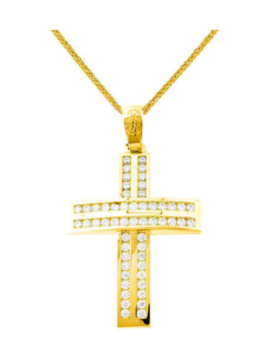 Damen Gold Kreuz 14K mit Kette