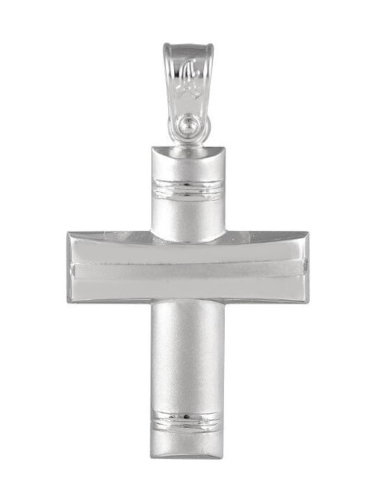 Men's White Gold Cross 14K