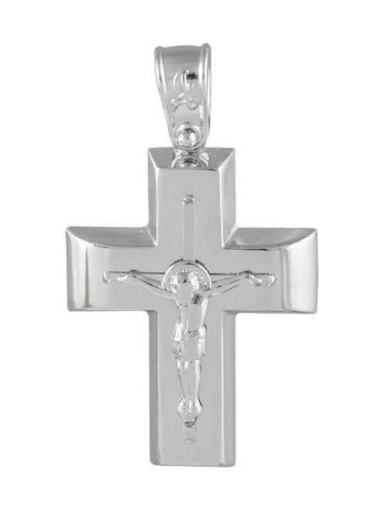 Men's White Gold Cross 14K