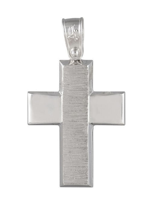 Men's White Gold Cross 14K