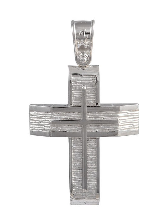 Men's White Gold Cross 14K