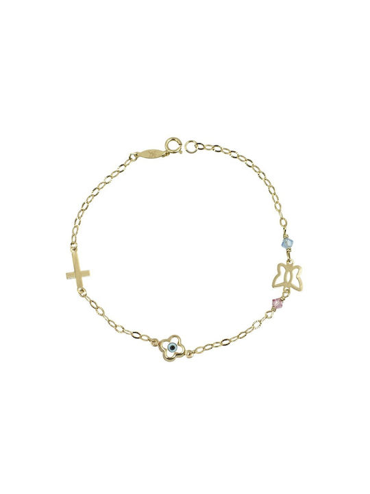 Εμανουηλίδης Ηλίας Kids Gold Bracelet 9K with Evil Eye for Girl