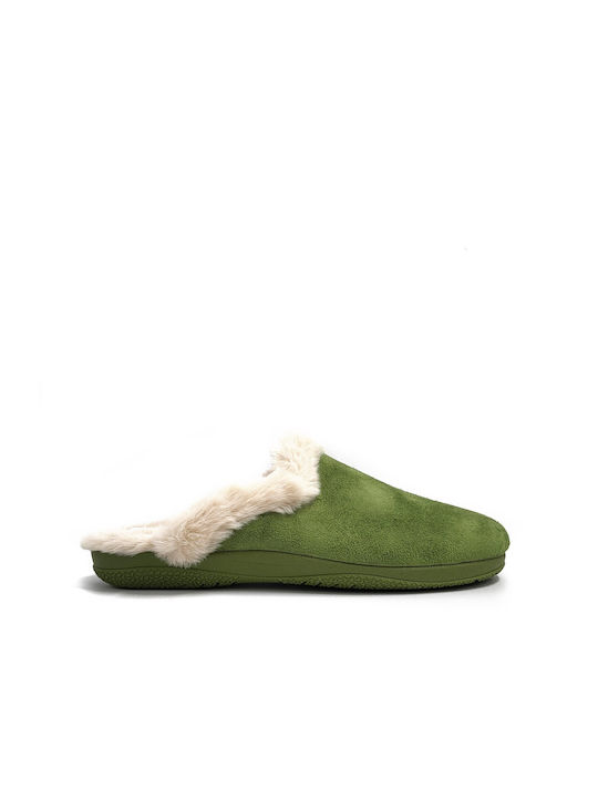 Medies Women's Slippers with Fur Green