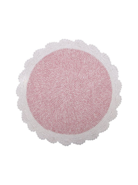 Nattiot Kinder Teppich Rosa Rund mit Durchmesser 120cm