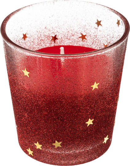 Christmas Glass Red Candle 8x7cm