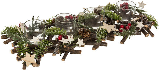 Christmas Glass Transparent Candlestick 39x14cm