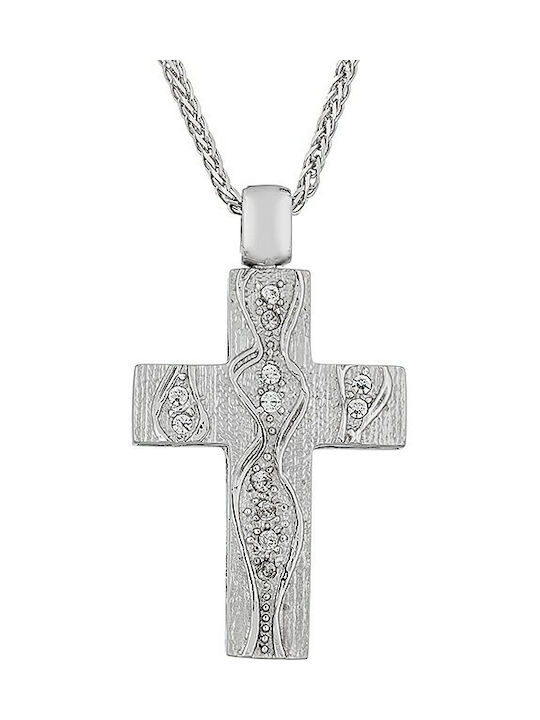 Verorama Women's White Gold Cross 14K with Chain