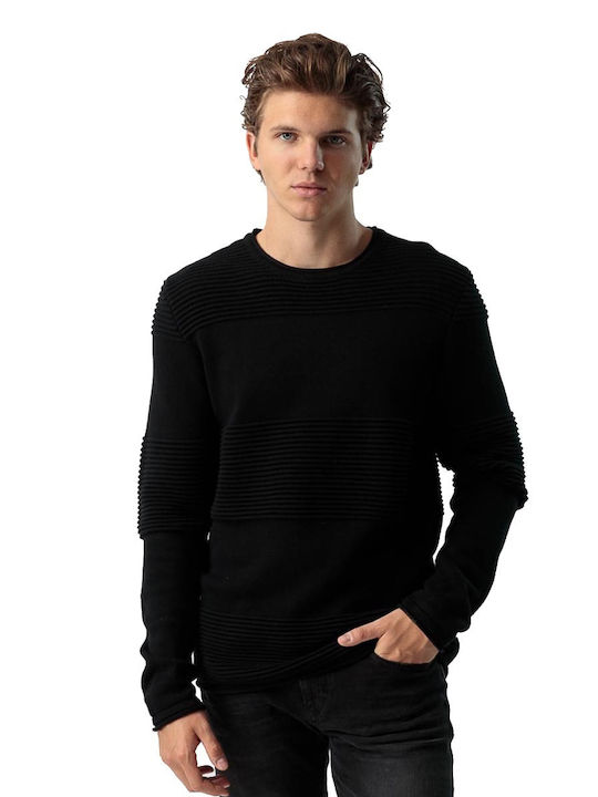 Devergo Herren Langarm-Pullover Schwarz