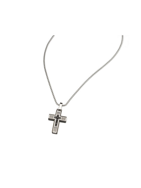 Sovrani Black Men's Cross from Steel with Chain