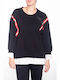 Women's Blouse Long Sleeve Striped Black