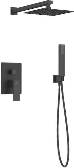 Laveo Built-in Mixer, Hand Shower & Shower Head Set for Shower Black