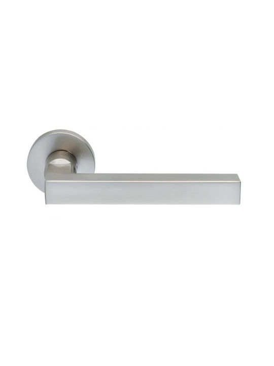 Zogometal 2291 Middle Door Matte Lever with Rosette for Both Sides Placement Χρώμιο Ματ Pair 2291-01