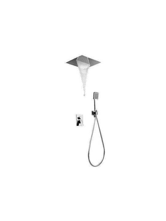 Excel Sierra Built-in Mixer, Hand Shower & Shower Head Set for Shower 3 Exits Silver