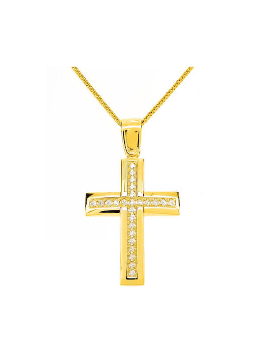 Damen Gold Kreuz 9K mit Kette