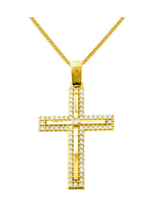 Damen Gold Kreuz 14K mit Kette