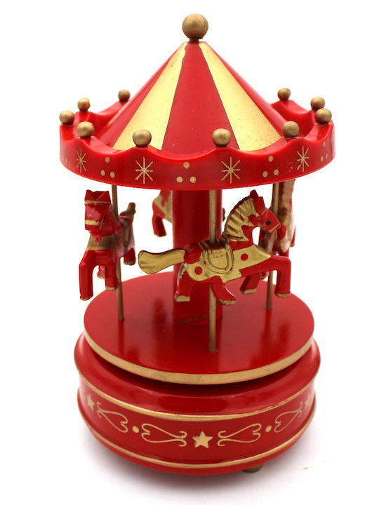 Christmas Decorative Carousel Red with Music and Movement 18x10.5cm.