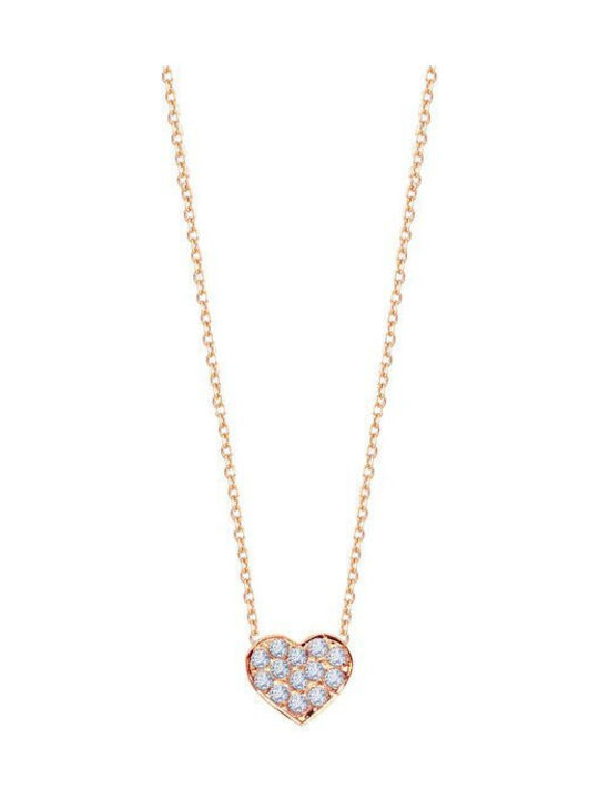 SOLEDOR's Le petit Coeur necklace in 14K pink gold with cubic zirconia