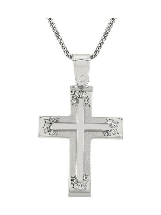 Cross for women K14 white gold ST_089