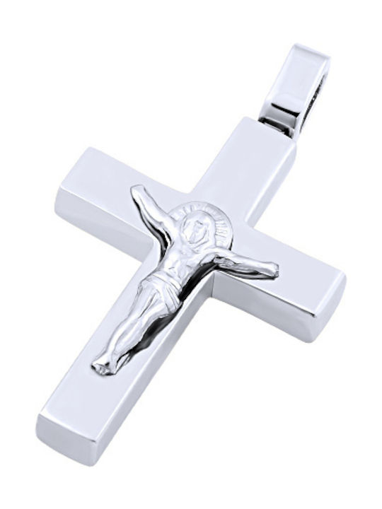 14K White gold male cross, T02219